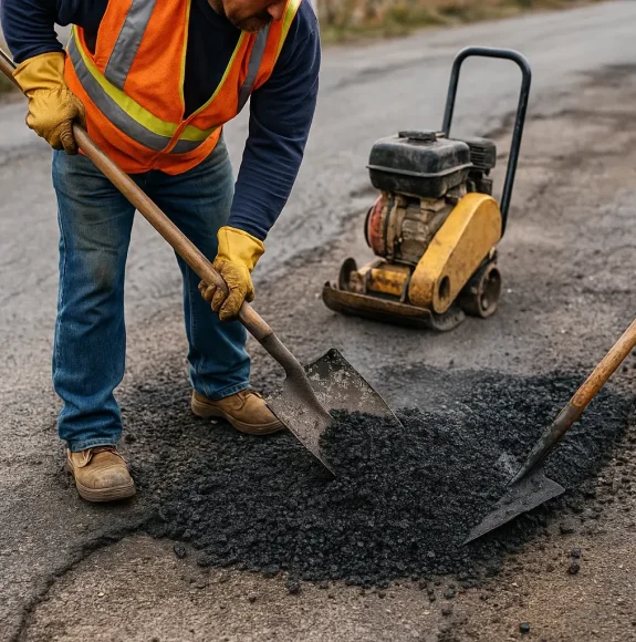 Асфальтирование холодным асфальтом и асфальтовой крошкой