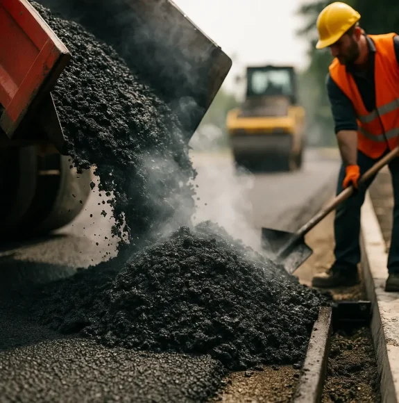 Укладка асфальта и асфальтобетонных смесей